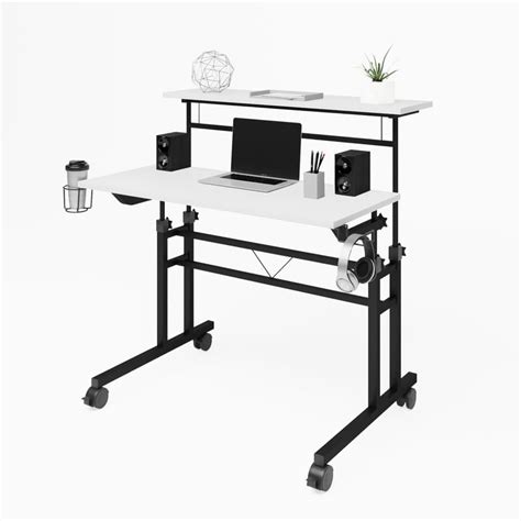 Techni Mobili Modern L-Shaped Desk with Side Shelves, Grey. . Techni mobili desk